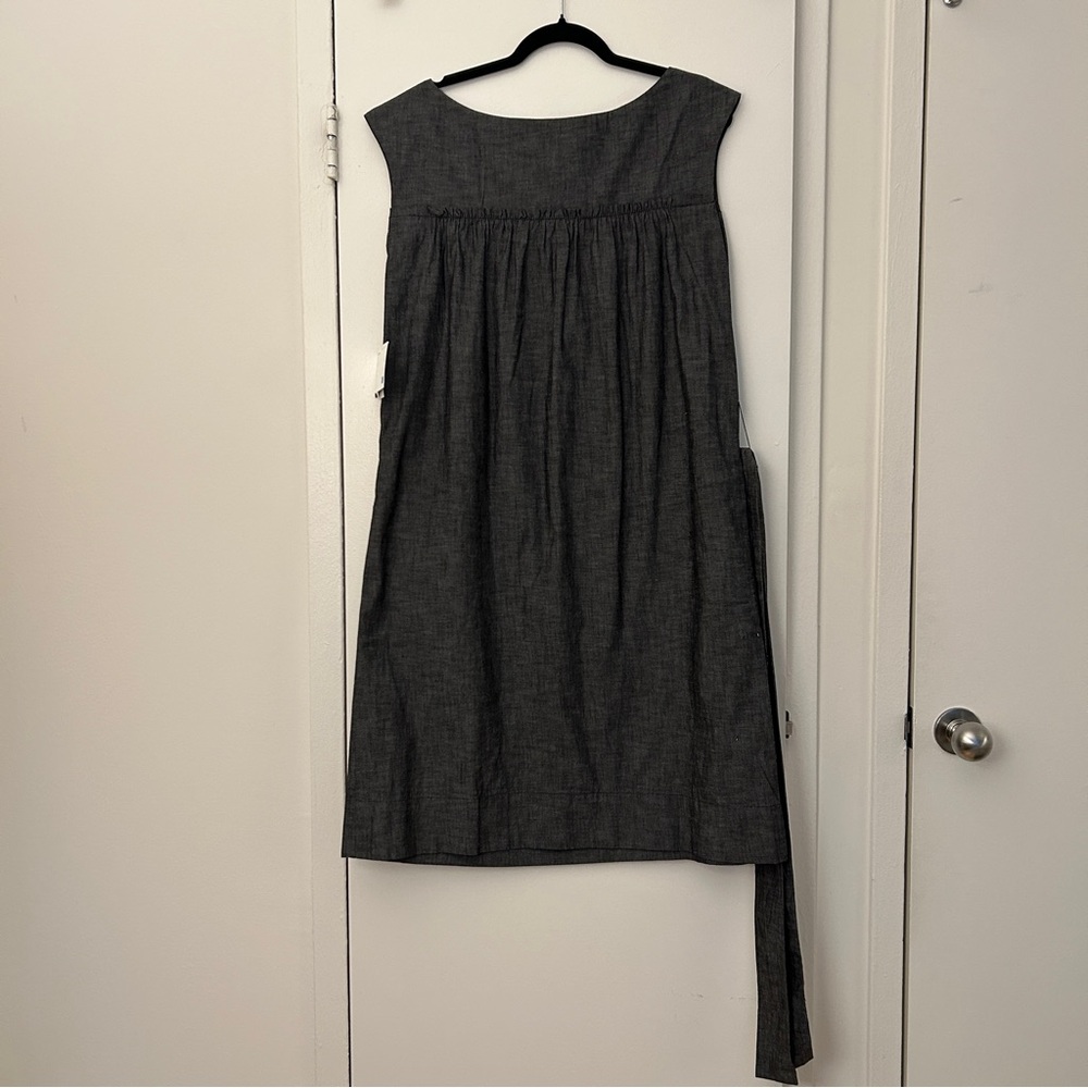 Liz Claiborne Black Gray Chambray Sleeveless Shift Dress w/ Belt NWT (Size L)
